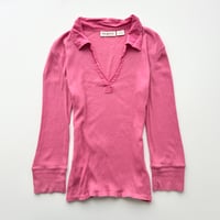Ralph Lauren pink open collar tops