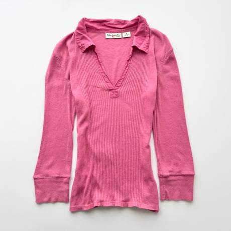 Ralph Lauren pink open collar tops