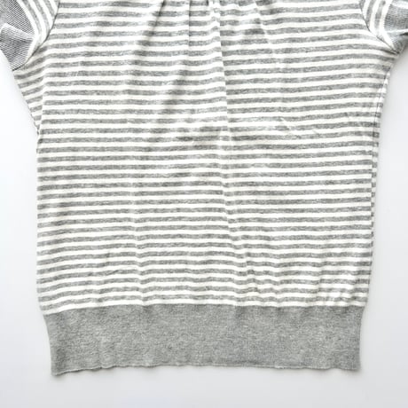 gray striped puff sleeve T-shirts