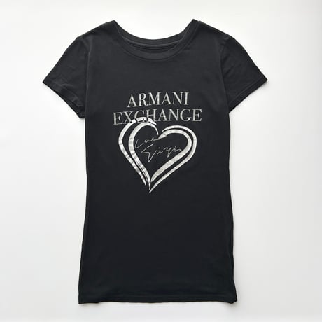 ARMANI black×silver heart logo printed T-shirts