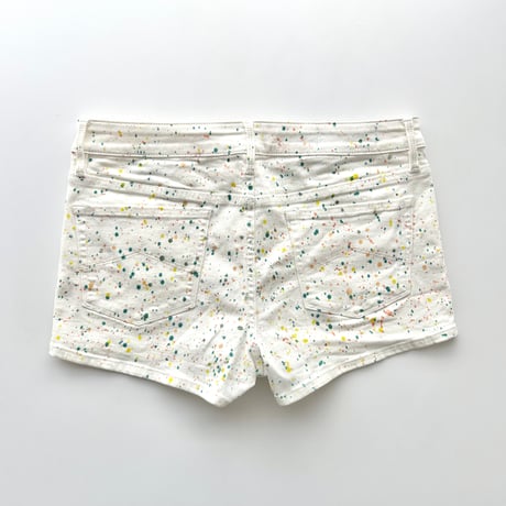 ARMANI white denim paint short pants