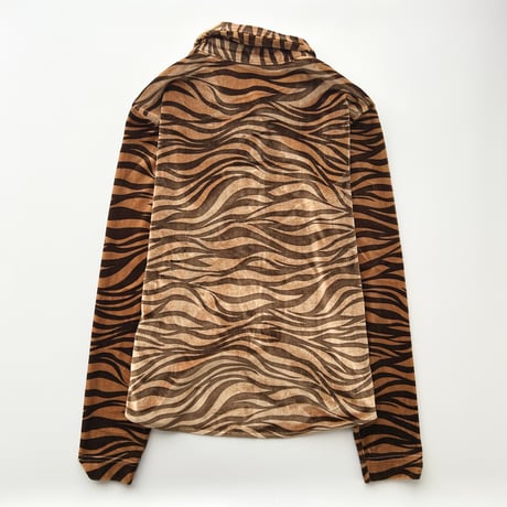 brown tiger striped velour shirt