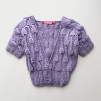 purple cable knit cropped cardigan