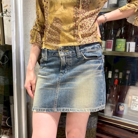 damage denim mini skirt