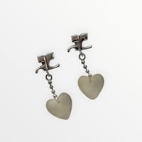 courreges logo chain heart earrings