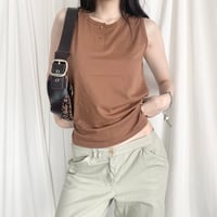 brown henry neck tank top