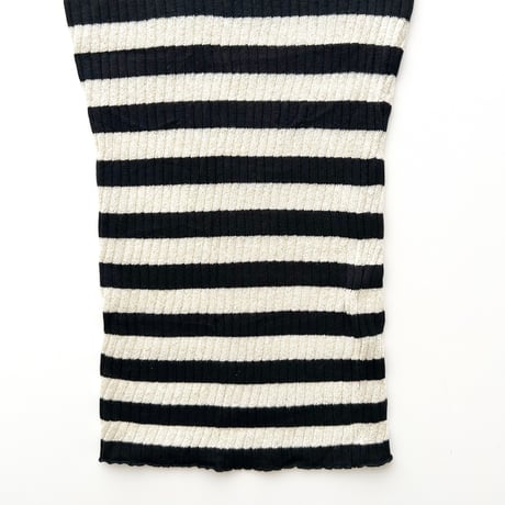 black×gold striped lame tank top