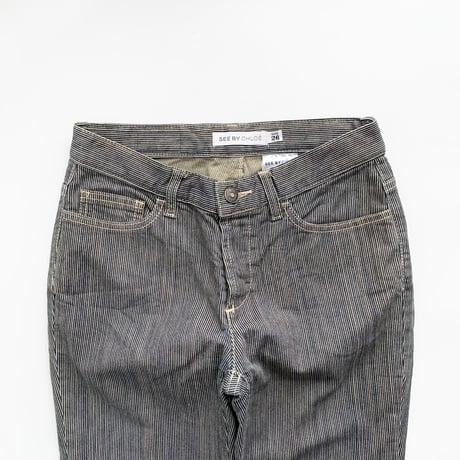 Chloe navy×white striped pants