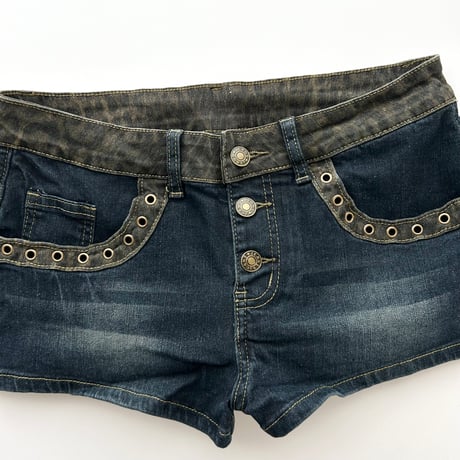 leopard vis denim short pants