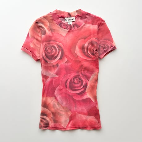 BEBE rose printed sheer tops