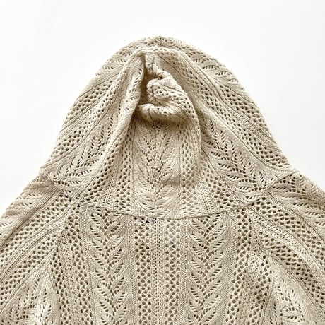 beige crochet full zip hoodie