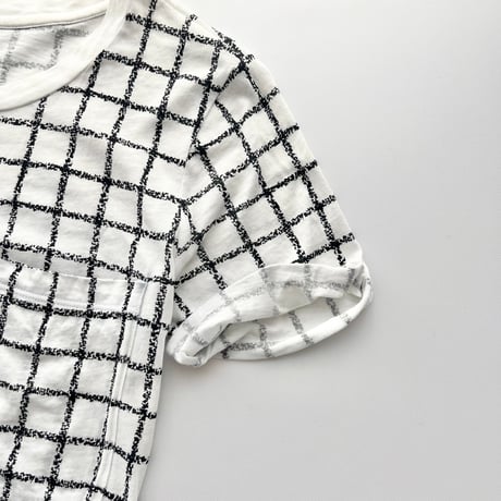 ARMANI white×black plaid T-shirt