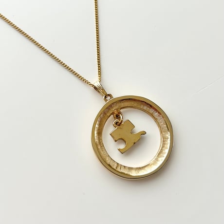 courreges gold×silver round logo necklace