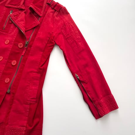 red zip designed trench coat