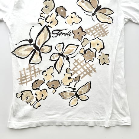 FENDI white logo printed T-shirts
