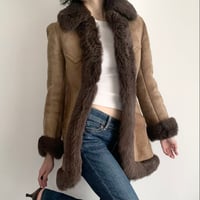 made in Spain /  brown suede fur coat
