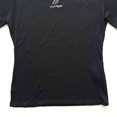 courreges black×white heart rib T-shirts