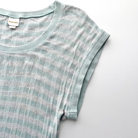 DIESEL blue striped logo tops