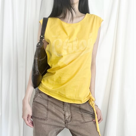 Chloe yellow logo ribbon tops