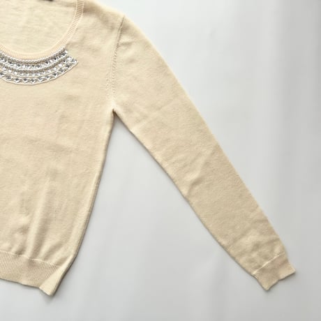 DKNY ivory rhinestone knit