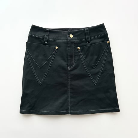 agnes b. black stitch designed mini skirt