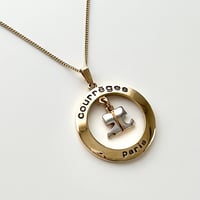courreges gold×silver round logo necklace