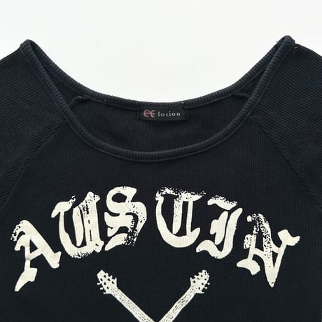 black×white printed rib T-shirts