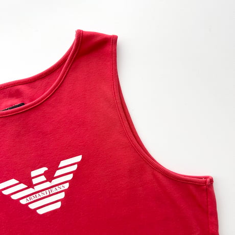 ARMANI red×white logo tank top