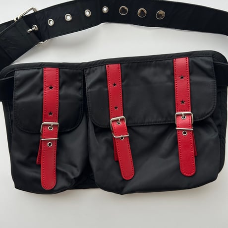 navy×red waist belt bag