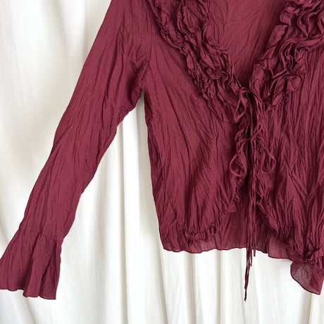 bordeaux frill designed blouse shirt