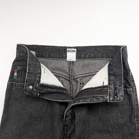 MOSCHINO back embroidery black denim pants