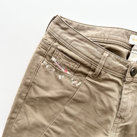 DIESEL khaki sequins low-rise capri pants