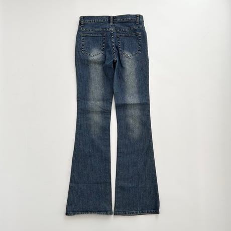 printed flare denim pants
