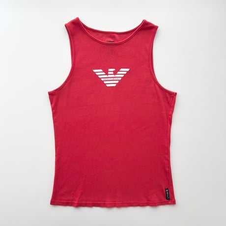 ARMANI red×white logo tank top