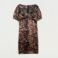 leopard velour puff sleeve dress