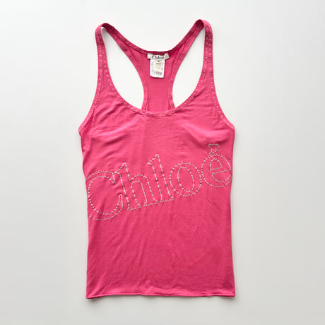 Chloe pink logo printed tank top