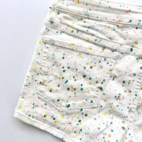 ARMANI white denim paint short pants