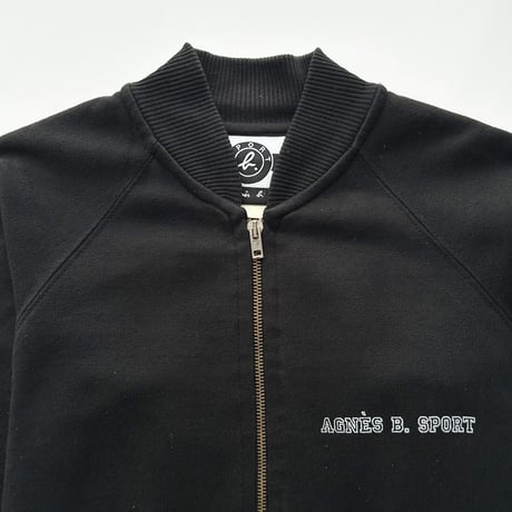 agnes b. black logo full zip tops