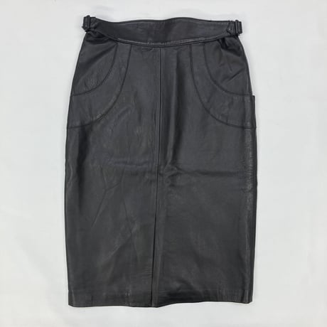 vintage black leather skirt