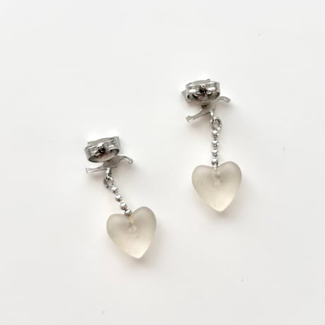 courreges logo chain heart earrings
