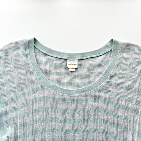 DIESEL blue striped logo tops