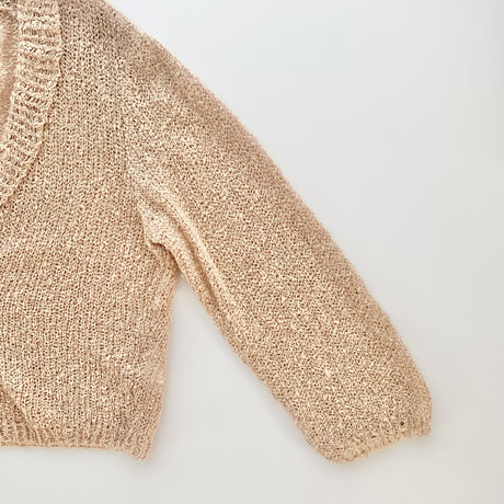 crochet pale orenge ribbon cardigan
