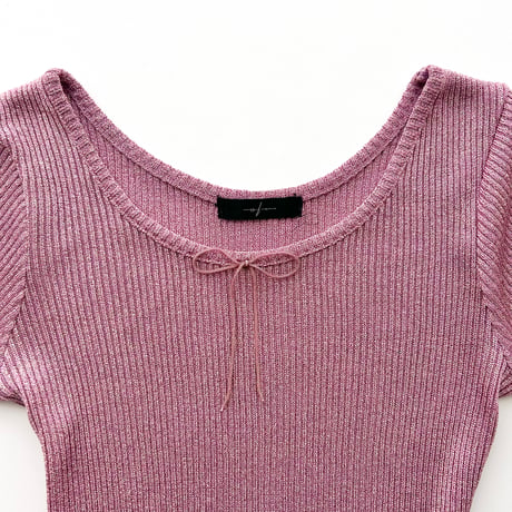 pink glitter ribbon rib tops