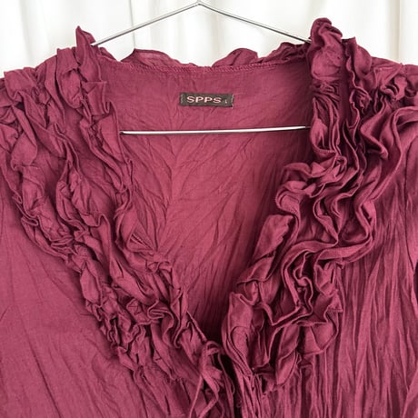 bordeaux frill designed blouse shirt