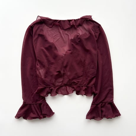 bordeaux frill sheer bolero cardigan