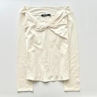 DKNY ivory twist off shoulder tops