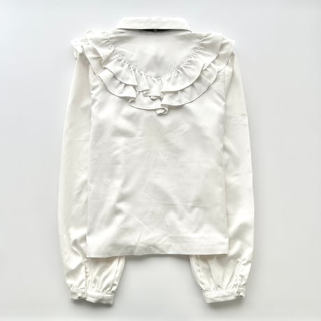 white black ribbon frill blouse shirt