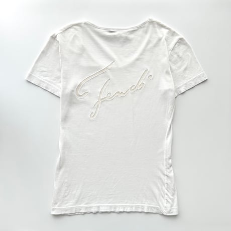 FENDI white back mesh logo designed T-shirts