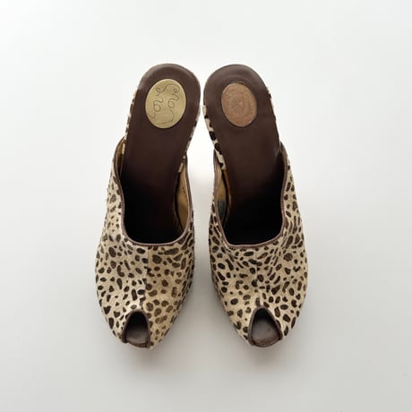 leopard fur vis sandals 23.5cm