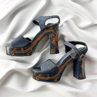 blue denim side designed sandals